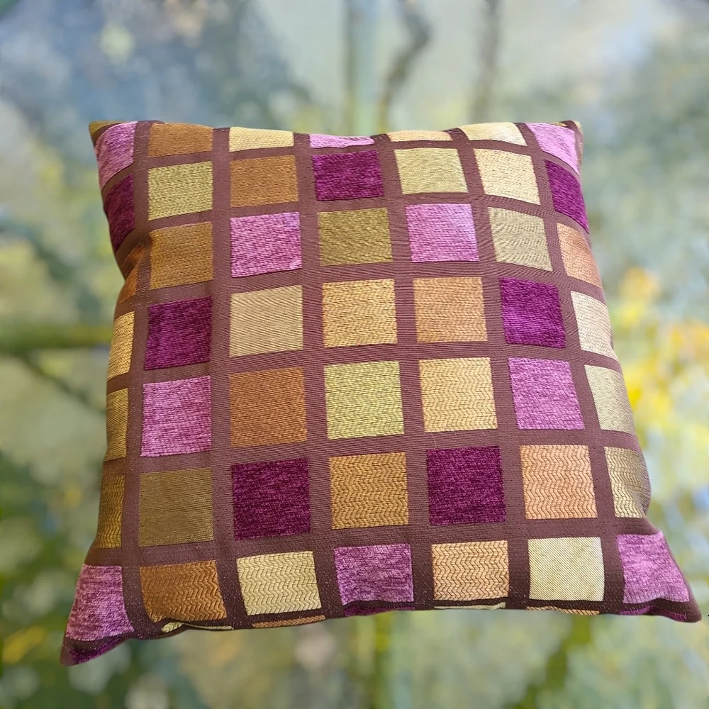 Spencer home‎ decor windowpane pillow patchwork velvet checker textured